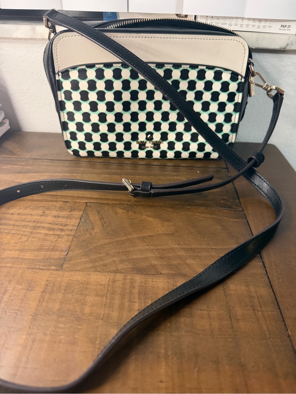 KATE SPADE Lauryn Benay Spot Camera Crossbody Bag Muli PVC Leather Trim WKR00104